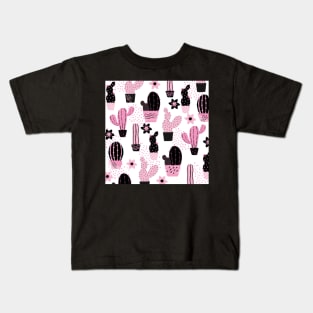 Cute Cactus Pattern (pink) Kids T-Shirt